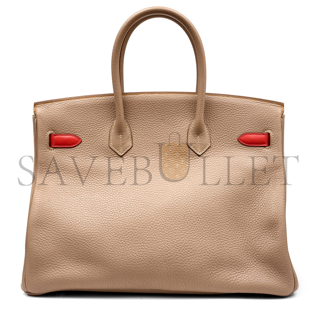 H**mes master birkin 35 togo swift leather three-tone silver buckle bag h028366cc05 (35*28*18cm)